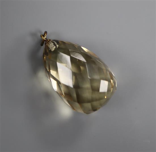 A facetted citrine drop pendant, 32mm.